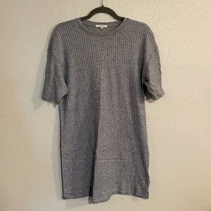 Z Supply Grey Ribbed Mini T-shirt Dress
